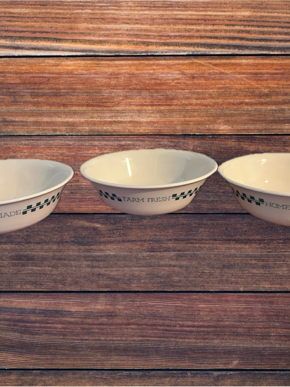 Set of 3 Corelle “Homemade” “Farm Fresh” Ceramic Serving Bowls-Cream Green Trim - Picture 3 of 5